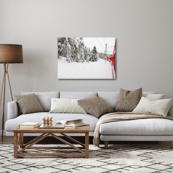 Obraz - Vlak v zasněžené krajině (70x50 cm)