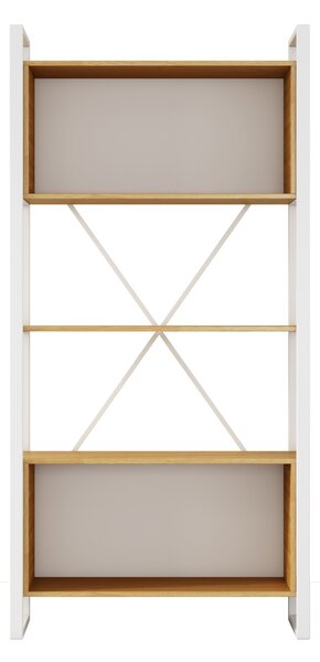 Vysoký kancelářský regál Houseland Nuvia Stack 90 cm dub/bílý
