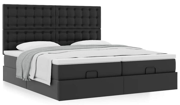 Osmanský rám postele s matracíes černá 160x200cm umělá kůže 3313649
