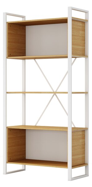 Vysoký kancelářský regál Houseland Nuvia Stack 90 cm dub/bílý