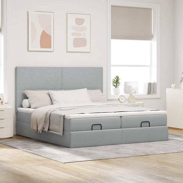 Osmanský rám postele s matrací světle šedá 160x200cm textil 3313664