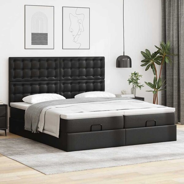 Osmanský postel s matracemi&LED černá 160x200cm umělá kůže 3314498