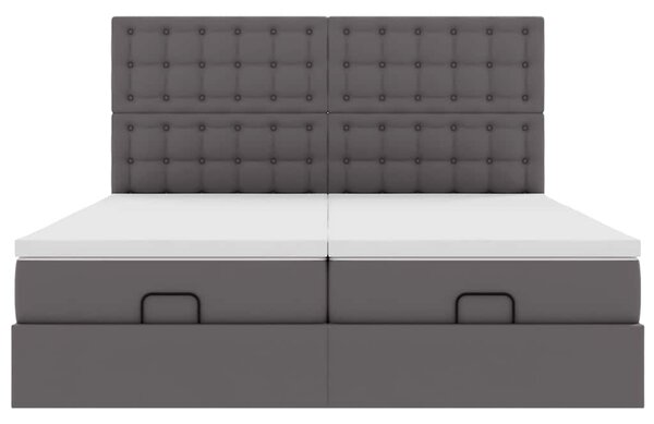Osmanský rám postele s matrací šedá 200x200cm umělá kůže 3313662