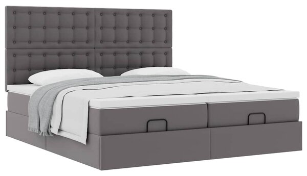 Osmanský rám postele s matrací šedá 200x200cm umělá kůže 3313662
