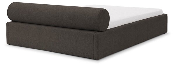 Tmavě šedá čalouněná dvoulůžková postel s úložným prostorem s roštem 140x200 cm Cille – Ropez