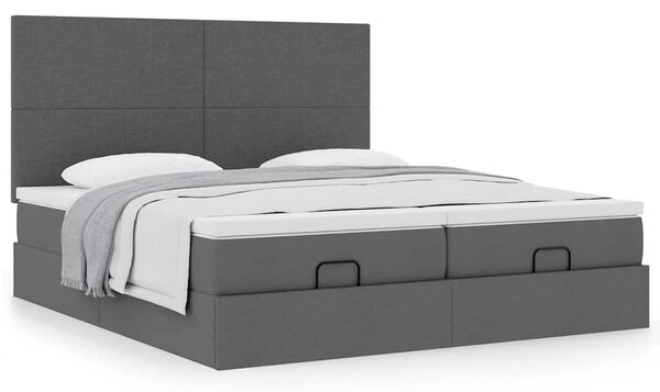 Osmanský rám postele s matrací tmavě šedá 160x200cm textil 3313665