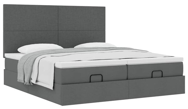Osmanský rám postele s matrací tmavě šedá 160x200cm textil 3313665
