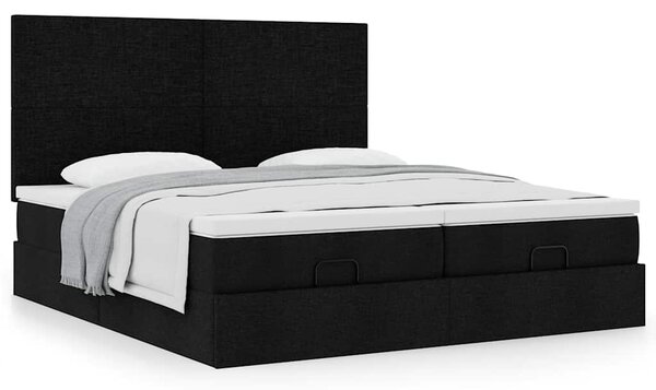 Osmanský rám postele s matrací černá 160x200cm textil 3313666