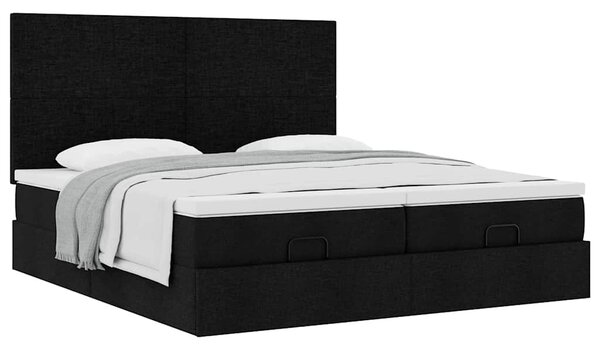 Osmanský rám postele s matrací černá 160x200cm textil 3313666
