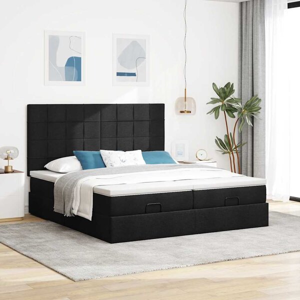 Osmanský rám postele s matrací černá 160x200cm textil 3313687
