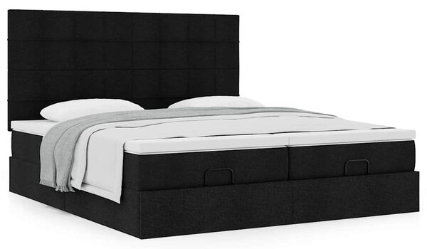 Osmanský rám postele s matrací černá 160x200cm textil 3313687