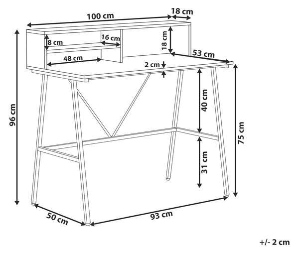 Pracovní stůl HARISON Tmavě hnědá 100 cm 53 cm