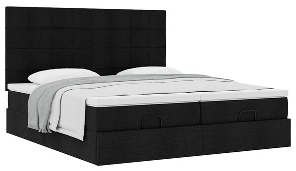 Osmanský rám postele s matrací černá 160x200cm textil 3313687