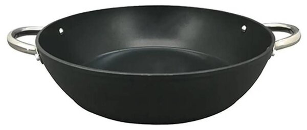 Paella pánev MasterPro BGMP-3557 / Ø 32 x 7,8 cm / 2 rukojeti / černá