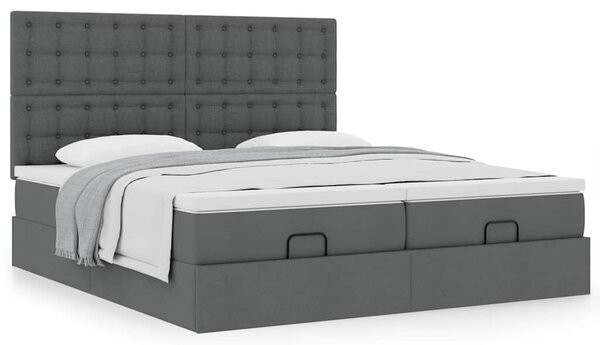 Osmanský rám postele s matrací tmavě šedá 160x200cm textil 3313728