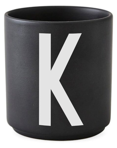 Černý porcelánový šálek Design Letters Alphabet K, 250 ml