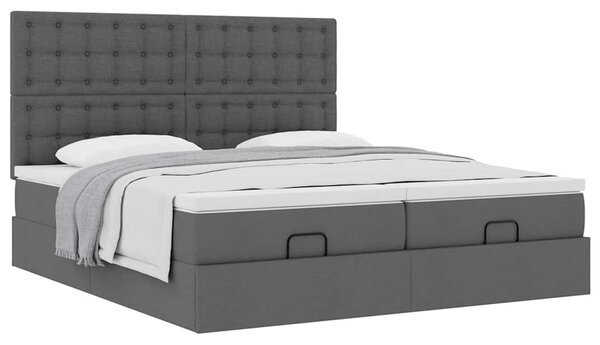 Osmanský rám postele s matrací tmavě šedá 160x200cm textil 3313728