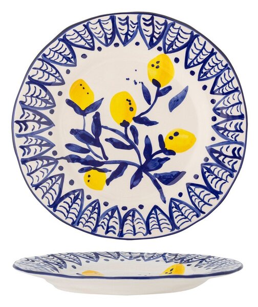 Bílý/modrý servírovací talíř z kameniny ø 27 cm Maxima – Bloomingville