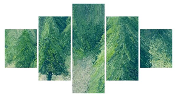 Obraz - Malované jehličnany (125x70 cm)