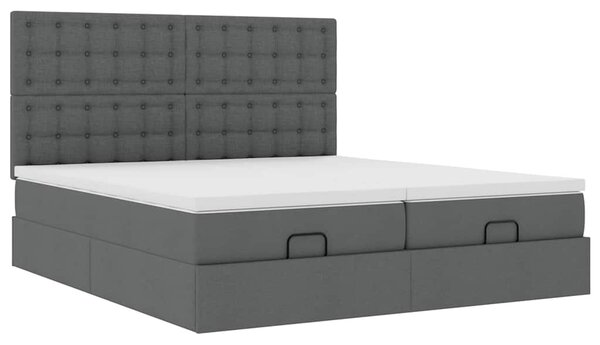 Osmanský rám postele s matrací tmavě šedá 160x200cm textil 3313728