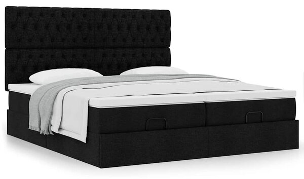 Osmanský rám postele s matrací černá 180x200cm textil 3313715
