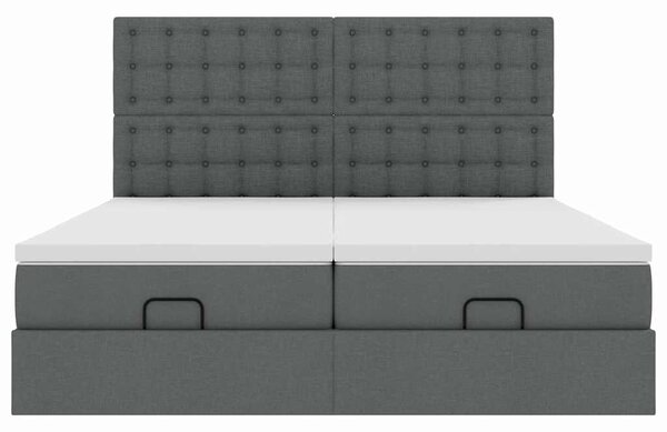 Osmanský rám postele s matrací tmavě šedá 160x200cm textil 3313728