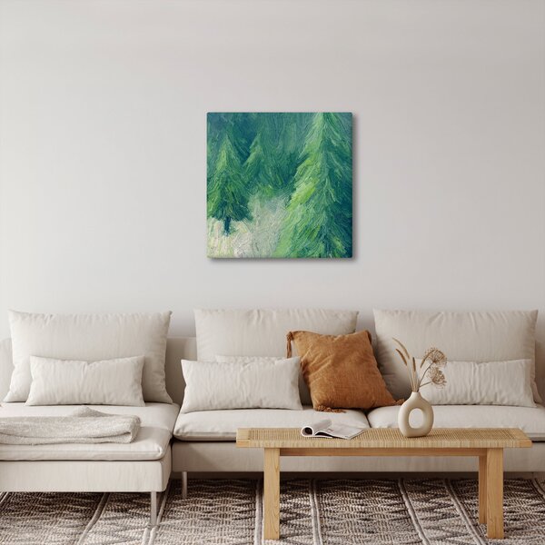 Obraz - Malované jehličnany (30x30 cm)
