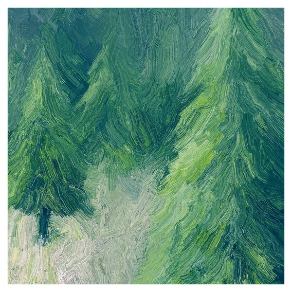 Obraz - Malované jehličnany (30x30 cm)