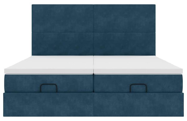 Osmanský rám postele s matracíes tmavě modrá 160x200cm samet 3313752