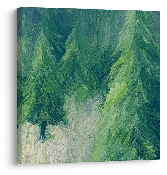 Obraz - Malované jehličnany (30x30 cm)