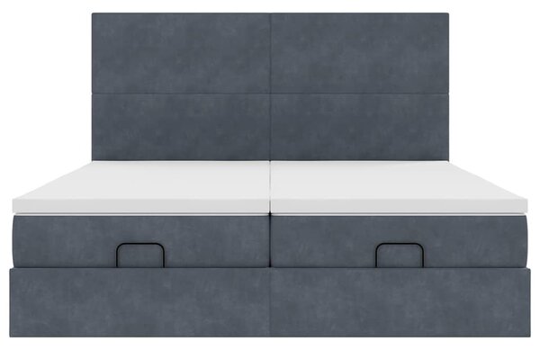 Osmanský rám postele s matracíes tmavě šedá 160x200cm samet 3313749