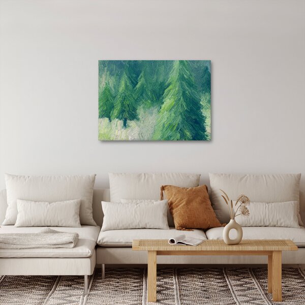 Obraz - Malované jehličnany (70x50 cm)
