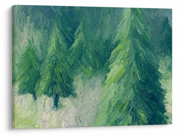 Obraz - Malované jehličnany (70x50 cm)