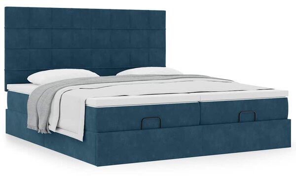 Osmanský rám postele s matracíes tmavě modrá 160x200cm samet 3313770