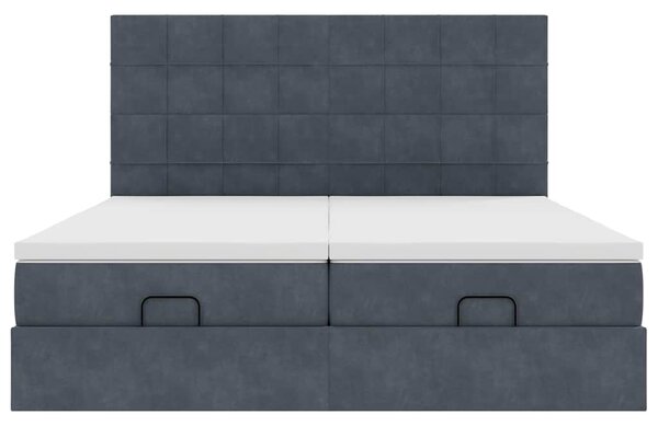 Osmanský rám postele s matracíes tmavě šedá 160x200cm samet 3313767
