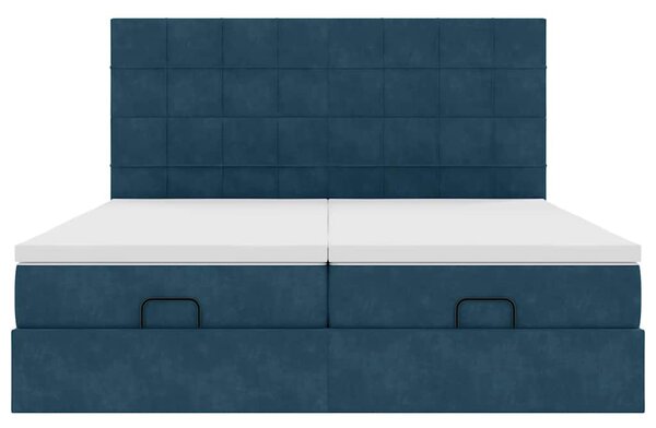 Osmanský rám postele s matracíes tmavě modrá 160x200cm samet 3313770