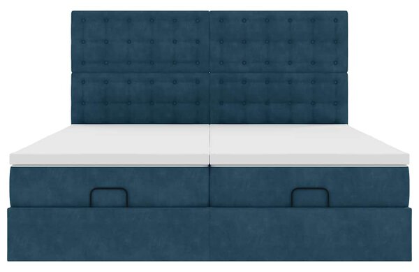 Osmanský rám postele s matracíes tmavě modrá 160x200cm samet 3313806