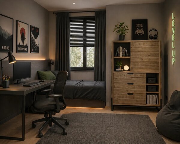 LivinHill Vysoká komoda Flow 100 cm z masivu hnědá/grafit