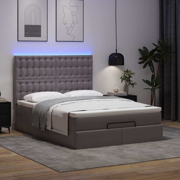 Osmanský rám postele s matrací šedá 140x190cm umělá kůže 3313853