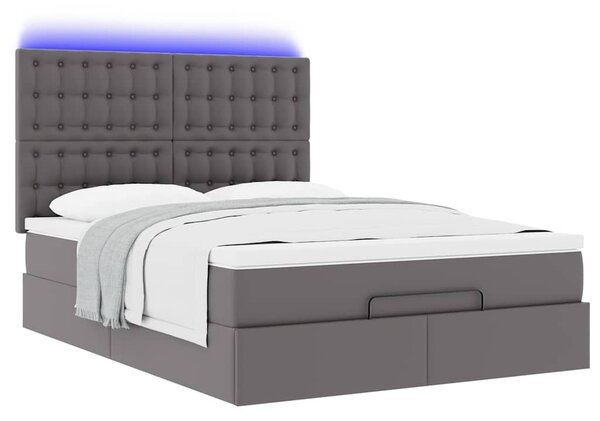 Osmanský rám postele s matrací šedá 140x190cm umělá kůže 3313853