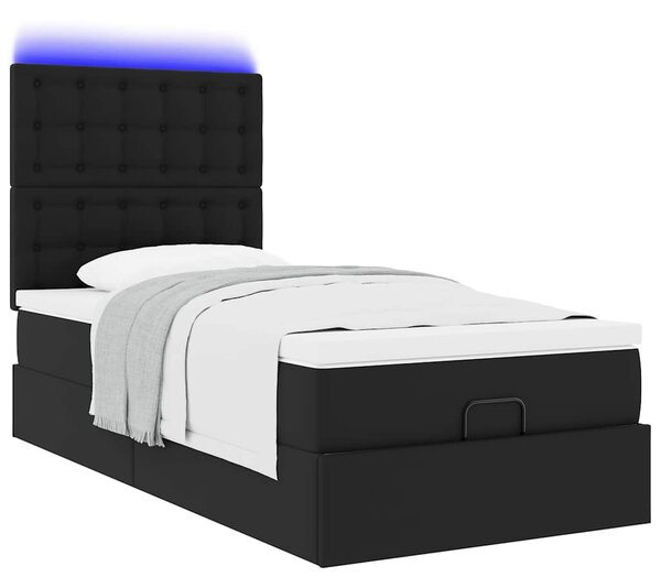 Osmanský rám postele s matrací černý 80x200cm umělá kůže 3313820