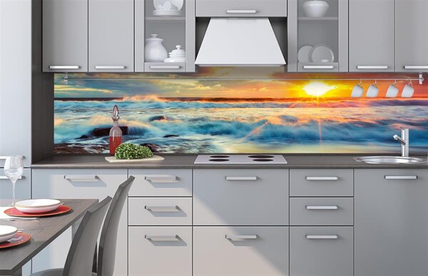 Samolepící tapety za kuchyňskou linku, rozměr 260 cm x 60 cm, západ slunce na pobřeží, DIMEX KI-260-109