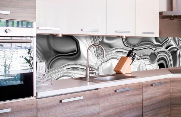 Samolepící tapety za kuchyňskou linku, rozměr 260 cm x 60 cm, tekuté stříbro, DIMEX KI-260-101