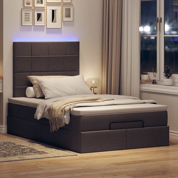 Osmanský rám postele s matrací tmavě hnědá 120x190cm textil 3313992