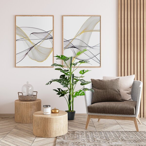 Umělá rostlina Outsunny 100 cm Umělý Monstera s 21 listy a květináčem do domácnosti nebo kanceláře Zelená | Aosom