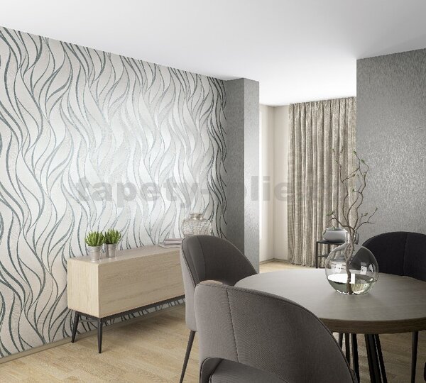 Vliesové tapety na zeď Hailey 82234, rozměr 10,05 m x 0,53 m, vlnovky stříbrno-hnědé, NOVAMUR 6794-40