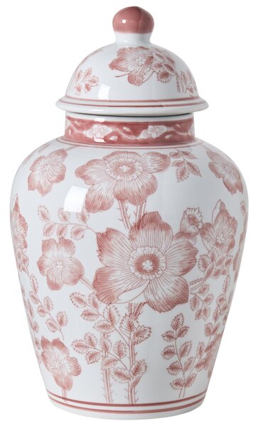 Váza s víkem MOGUER Porcelán 36 cm Červená/Bílá
