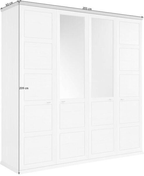 ŠATNÍ SKŘÍŇ SE ZRCADLEM, šedá, bílá, 205/209/60 cm Hom`in - Šatní skříně