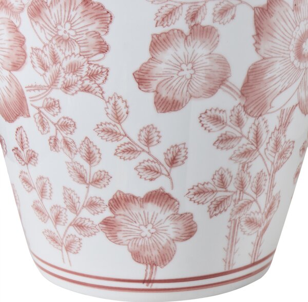Váza s víkem MOGUER Porcelán 36 cm Červená/Bílá