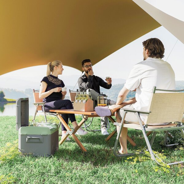 Outsunny Přenosný Elektrický Chladicí Box 17,4L Auto Lednička 12V-220V Mini Chladnička s Kompresorem LED Světlem Digitálním Displejem ECO a MAX Režimy